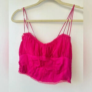 Urban Outfitter Ronni Raw Edge Pink Cami Tank Crop‎ Top Size Smalll